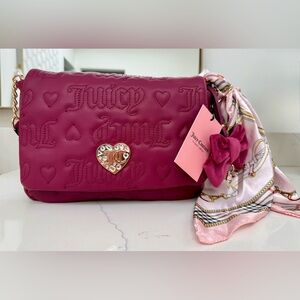 Juicy Couture Fuchsia Crossbody Bag with Heart Charm